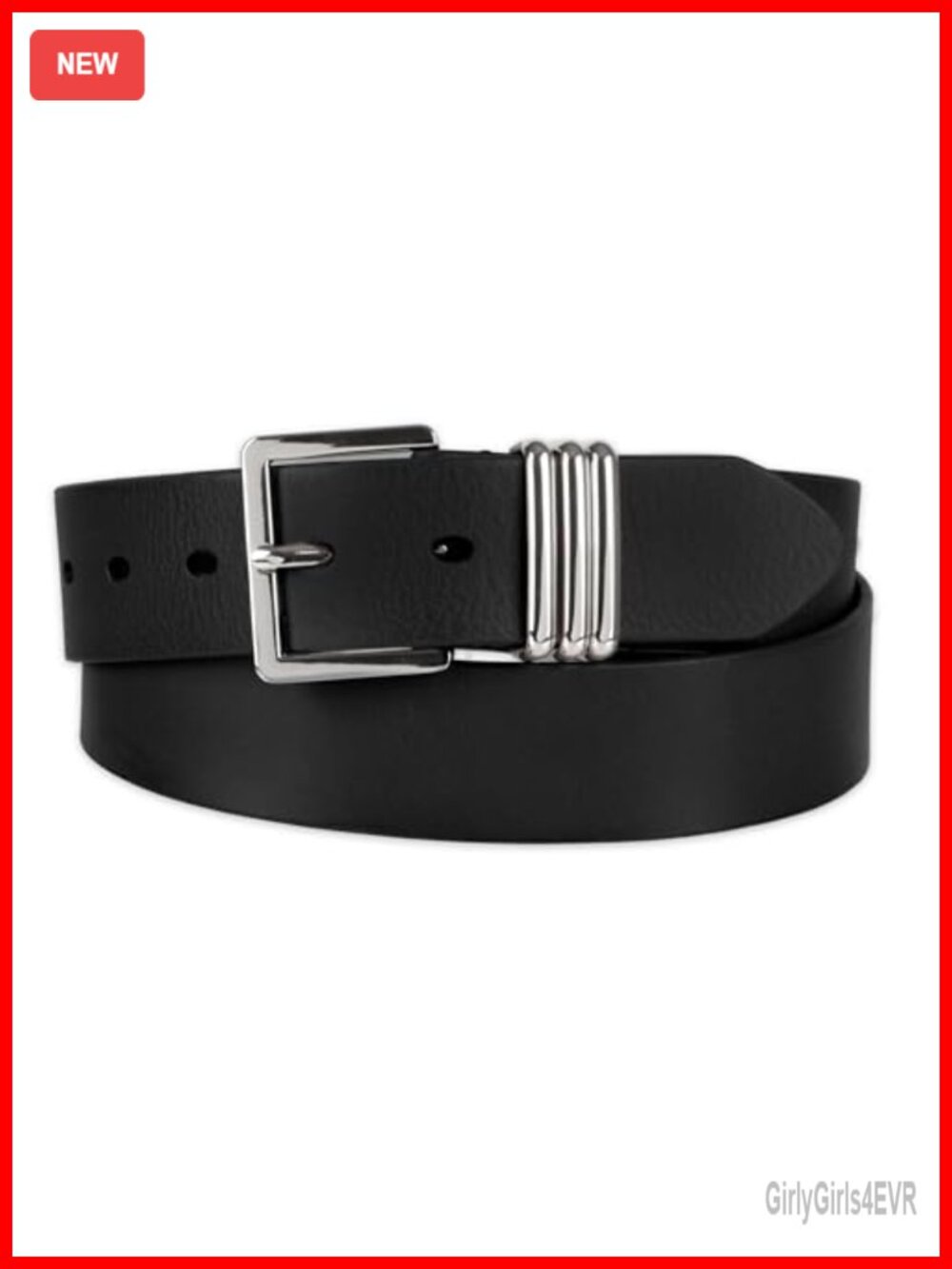 Genuine Leather Triple Metal Loop Belt for Jeans Trousers Dresses
